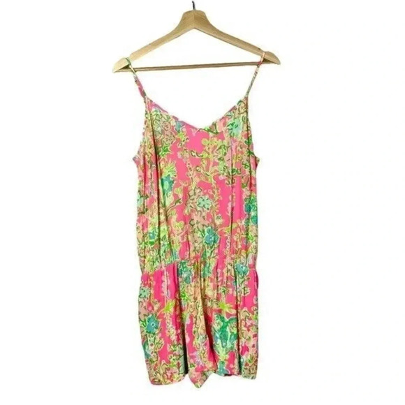 Lilly Pulitzer Deanna Tank Hot Pink Floral Mini Romper M - Picture 4 of 8